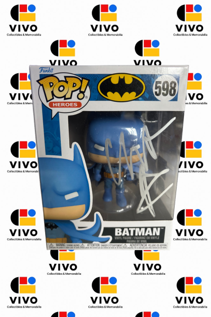 CHRISTIAN BALE Hand Signed BATMAN DC Heroes Funko Pop! #598